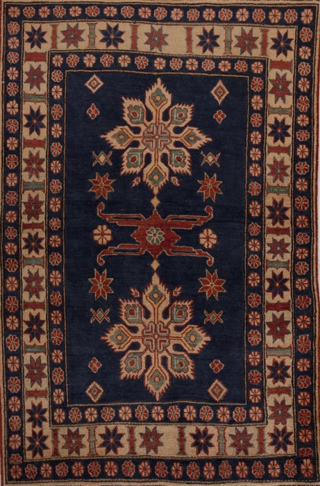 Kazak Blue Hand Knotted 39 X 58 Area Rug 251-13492 Image 0