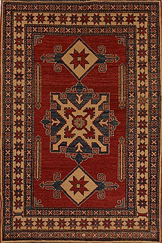 Pakistani Kazak Orange Rectangle 3x5 ft Wool Carpet 13501