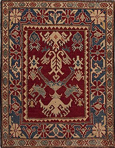 Kazak Red Hand Knotted 3'8" X 4'8"  Area Rug 251-13502
