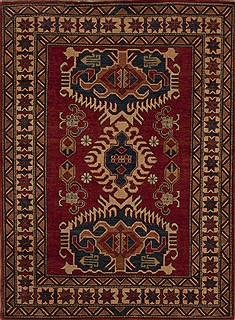 Kazak Red Hand Knotted 3'10" X 5'3"  Area Rug 251-13509
