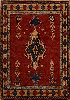 Kazak Orange Hand Knotted 3'9" X 5'5"  Area Rug 251-13513