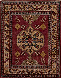 Pakistani Kazak Red Square 4 ft and Smaller Wool Carpet 13524