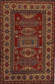 Pakistani Kazak Orange Rectangle 3x5 ft Wool Carpet 13542