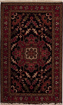 Indian Heriz Black Rectangle 3x5 ft Wool Carpet 13584