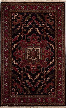 Indian Heriz Black Rectangle 3x5 ft Wool Carpet 13590