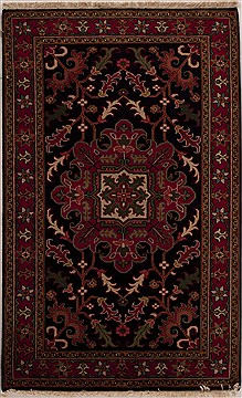 Indian Heriz Black Rectangle 3x5 ft Wool Carpet 13594
