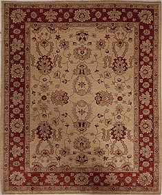 Pishavar Beige Square Hand Knotted 6'7" X 8'2"  Area Rug 251-13603