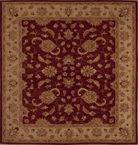 Pishavar Red Square Hand Knotted 72 X 82  Area Rug 251-13611 Image 0