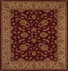 Pakistani Pishavar Red Square 7 to 8 ft Wool Carpet 13611