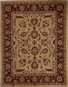 Pishavar Beige Square Hand Knotted 6'8" X 8'0"  Area Rug 251-13614