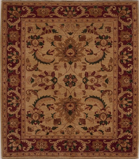 Pishavar Beige Square Hand Knotted 59 X 66  Area Rug 251-13615 Image 0