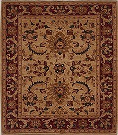 Pakistani Pishavar Beige Square 5 to 6 ft Wool Carpet 13615