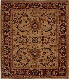 Pakistani Pishavar Beige Square 5 to 6 ft Wool Carpet 13615