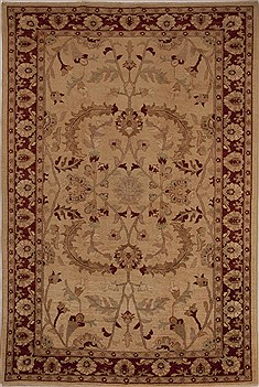 Pishavar Beige Hand Knotted 6'0" X 9'0"  Area Rug 251-13617