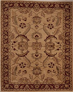 Pishavar Beige Hand Knotted 5'0" X 6'3"  Area Rug 251-13620