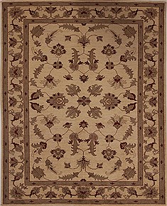 Pakistani Pishavar Beige Square 7 to 8 ft Wool Carpet 13622