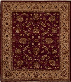 Pakistani Pishavar Red Square 7 to 8 ft Wool Carpet 13625