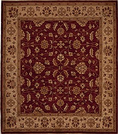 Pakistani Pishavar Red Square 7 to 8 ft Wool Carpet 13629