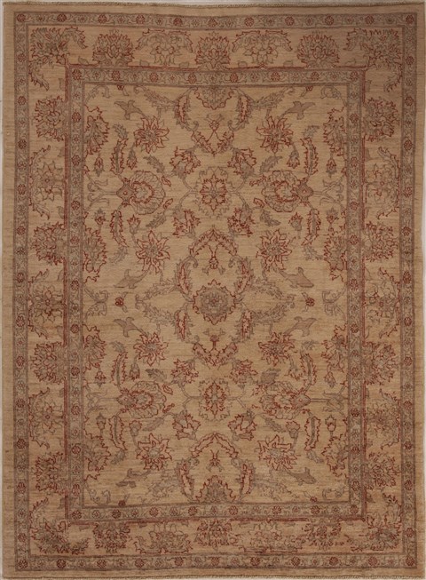Pishavar Beige Hand Knotted 56 X 75  Area Rug 251-13632 Image 0