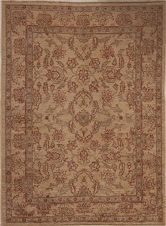 Pishavar Beige Hand Knotted 5'6" X 7'5"  Area Rug 251-13632