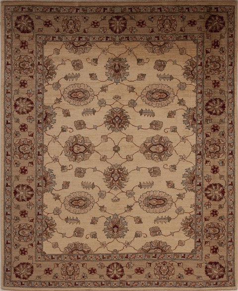 Pishavar Beige Square Hand Knotted 68 X 81  Area Rug 251-13639 Image 0