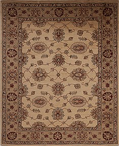 Pakistani Pishavar Beige Square 7 to 8 ft Wool Carpet 13639