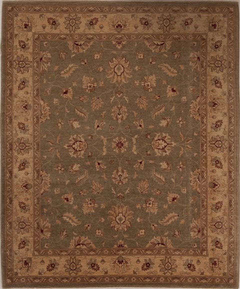Pishavar Green Square Hand Knotted 69 X 82  Area Rug 251-13649 Image 0