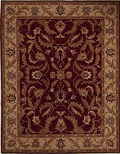 Pakistani Pishavar Red Rectangle 7x9 ft Wool Carpet 13659