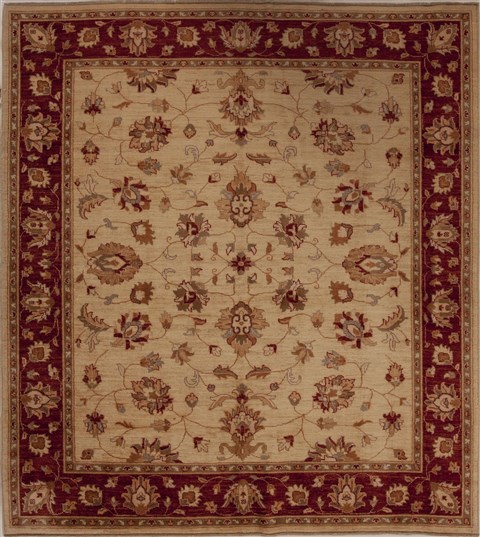 Pishavar Beige Square Hand Knotted 70 X 79  Area Rug 251-13662 Image 0
