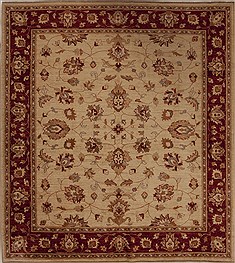 Pishavar Beige Square Hand Knotted 7'0" X 7'9"  Area Rug 251-13662