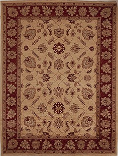 Pishavar Beige Hand Knotted 6'11" X 9'3"  Area Rug 251-13664