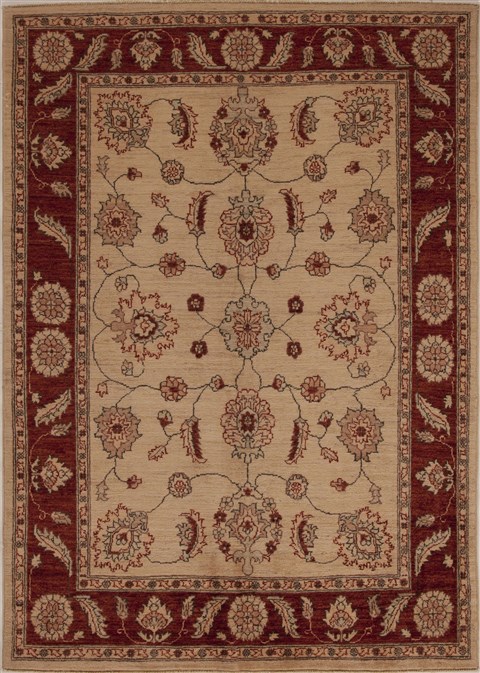 Pishavar Beige Hand Knotted 50 X 70 Area Rug 251-13666 Image 0
