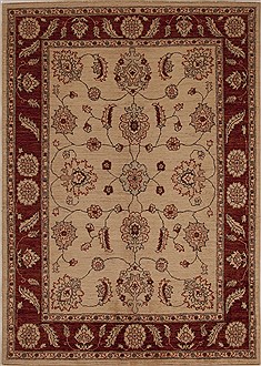 Pakistani Pishavar Beige Rectangle 5x7 ft Wool Carpet 13666