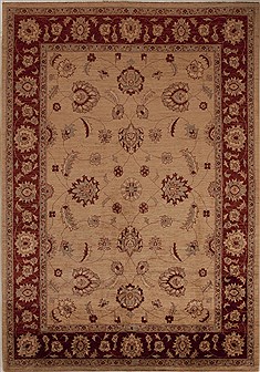 Pakistani Pishavar Beige Rectangle 6x9 ft Wool Carpet 13669