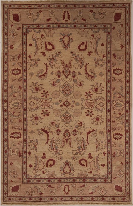 Pishavar Beige Hand Knotted 57 X 86  Area Rug 251-13673 Image 0