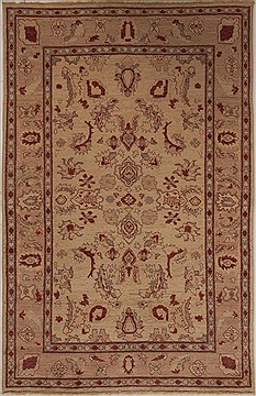 Pishavar Beige Hand Knotted 5'7" X 8'6"  Area Rug 251-13673