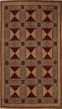 Pakistani Pishavar Brown Rectangle 6x9 ft Wool Carpet 13674