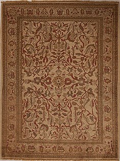 Pishavar Beige Hand Knotted 5'11" X 7'11"  Area Rug 251-13679