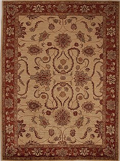 Pishavar Beige Hand Knotted 5'9" X 7'9"  Area Rug 251-13682