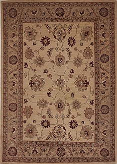 Pishavar Beige Hand Knotted 5'5" X 7'9"  Area Rug 251-13689