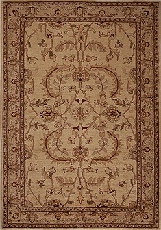Pakistani Pishavar Beige Rectangle 6x9 ft Wool Carpet 13691