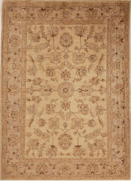 Pishavar Beige Hand Knotted 6'0" X 8'6"  Area Rug 251-13695