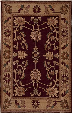 Pakistani Pishavar Red Rectangle 5x7 ft Wool Carpet 13696