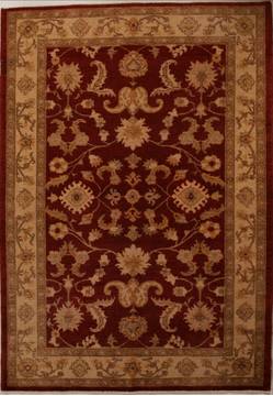 Pakistani Pishavar Red Rectangle 7x10 ft Wool Carpet 13720