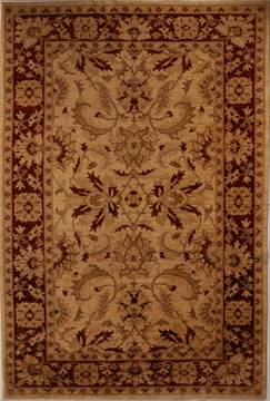 Pakistani Pishavar Beige Rectangle 7x10 ft Wool Carpet 13721