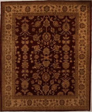 Pakistani Pishavar Red Rectangle 8x10 ft Wool Carpet 13725
