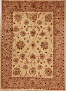 Pishavar Beige Hand Knotted 5'6" X 7'9"  Area Rug 251-13729