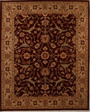 Pakistani Pishavar Red Rectangle 8x10 ft Wool Carpet 13733