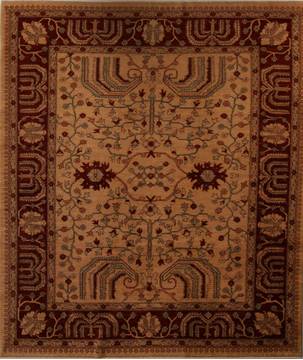 Pishavar Beige Hand Knotted 8'0" X 9'3"  Area Rug 251-13734