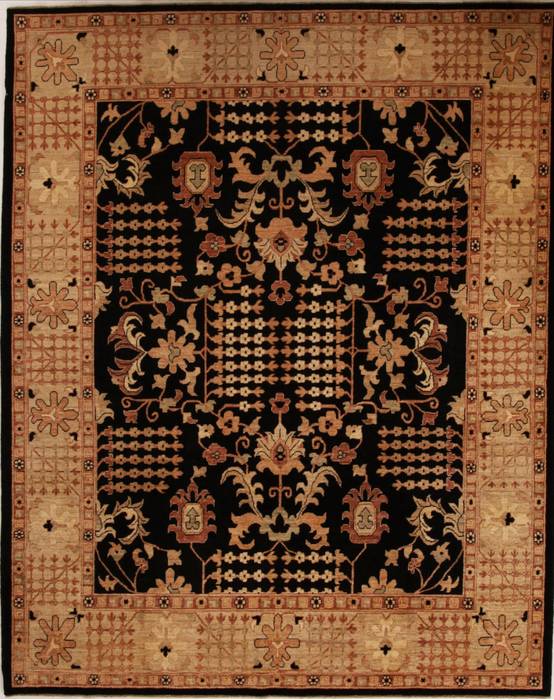 Pishavar Black Hand Knotted 80 X 102 Area Rug 251-13736 Image 0
